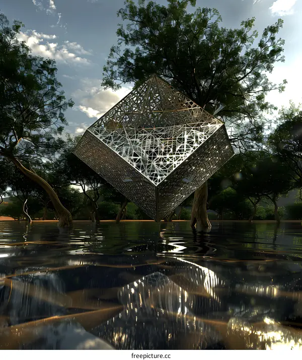 Abstract Architecture with Trees and Water