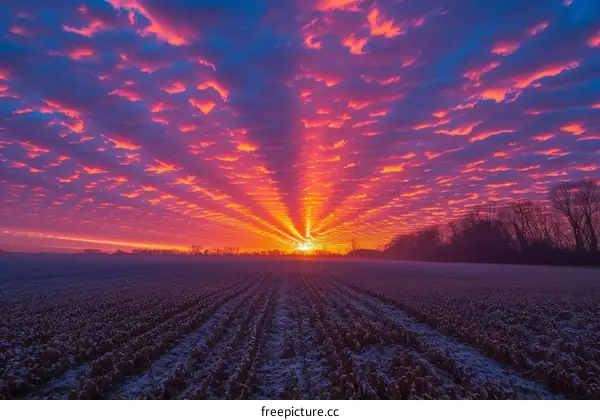 Stunning sunset over a rural field