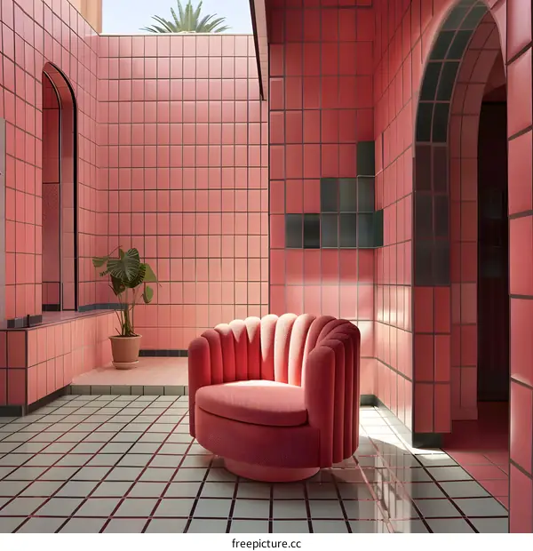 Pink Tile Room with a Swivel Chair