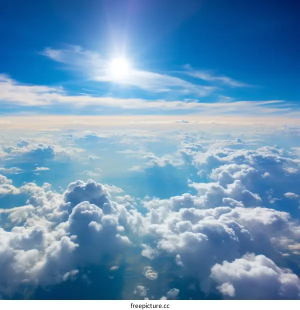 Blue sky and clouds from airplane window