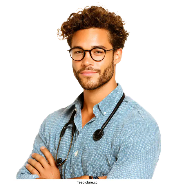 [Transparent Background PNG]Confident Male Doctor Portrait