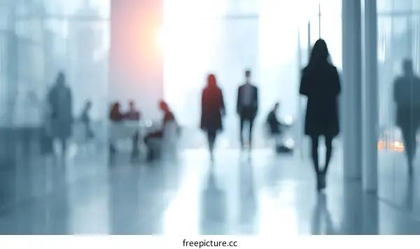 Blurry Business People in Modern Lobby