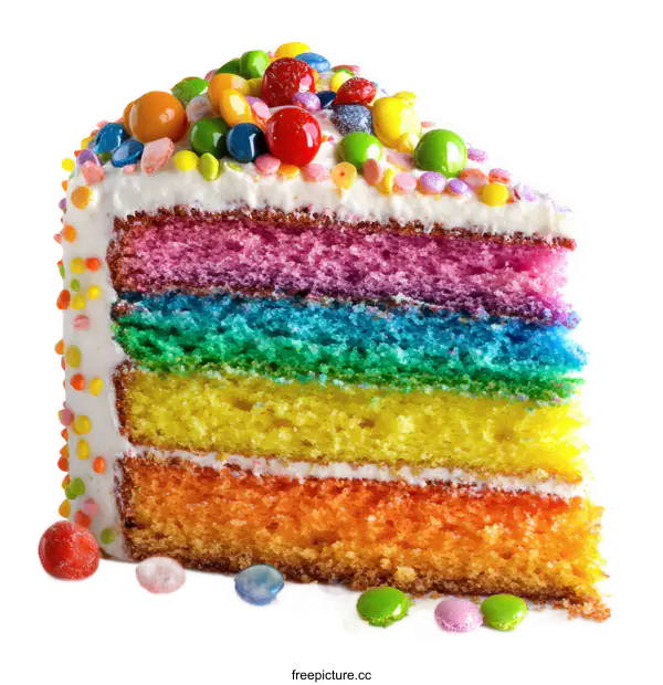 [Transparent Background PNG]Colorful Rainbow Layer Cake Slice