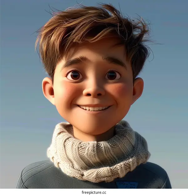 Little boy wearing a scarf