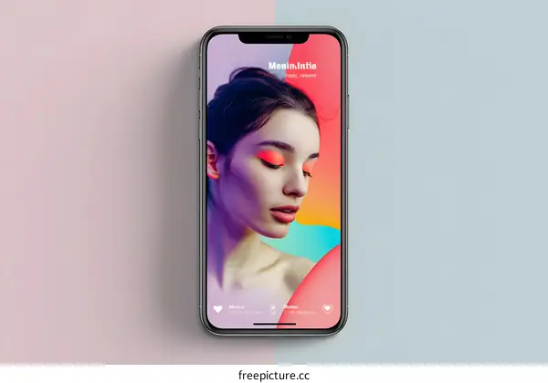 Woman With Closed Eyes On Mobile Phone Screen