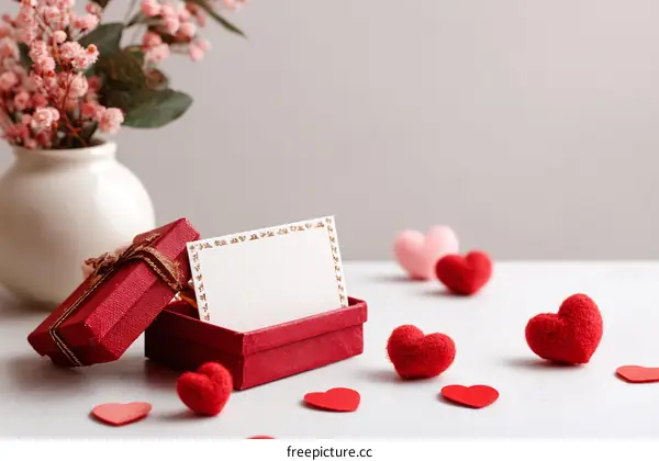 Romantic Valentines Day Gift Box with Hearts