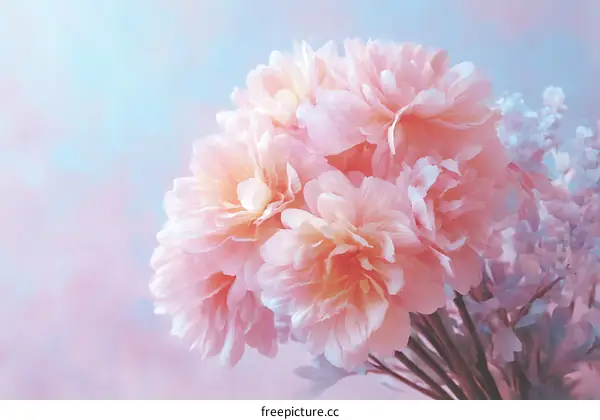 Beautiful Pastel Pink Flowers Bouquet Close-Up