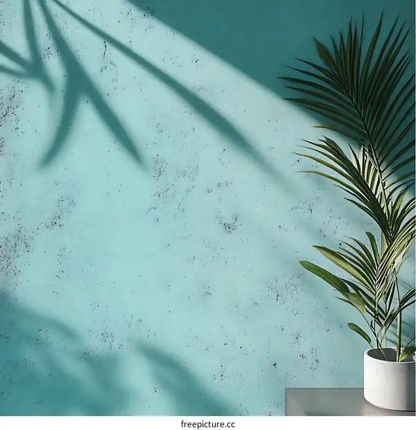 Tropical Green Wall Minimalist Design With Shadow