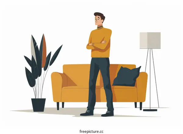 man standing in front of a couch