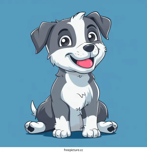 A cute cartoon dog with a happy expression on its face