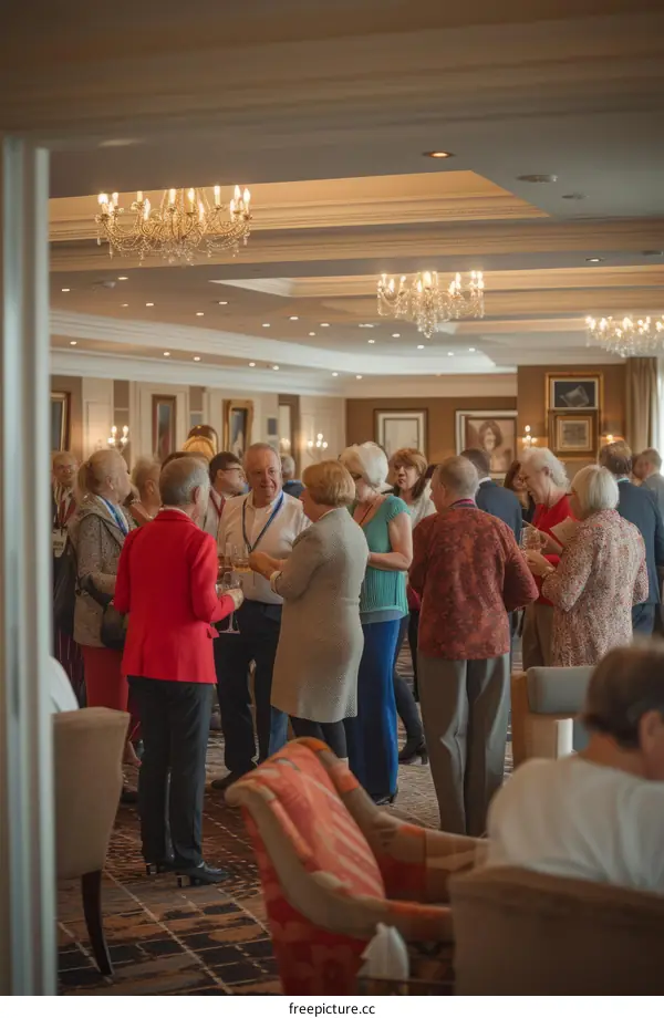 A group of people are gathered in a room for an event.