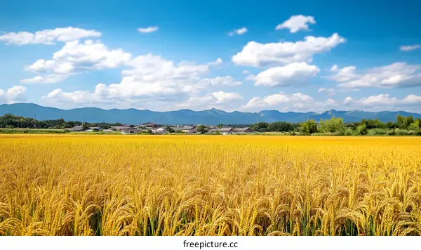 Golden Wheat Field Under a Blue Sky