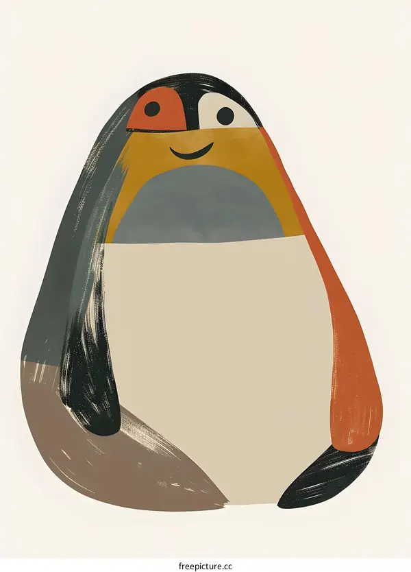 Cute Penguin Illustration in Abstract Style