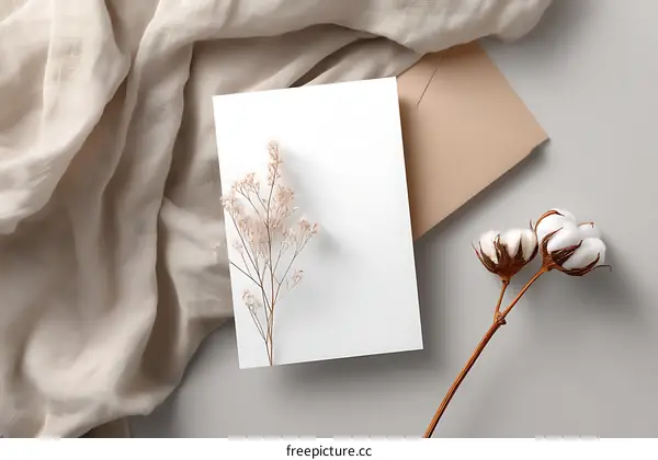 Elegant Minimalist Mockup with Dried Flowers and Envelope