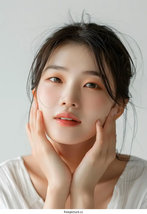 Beautiful Asian Woman with Soft Makeup