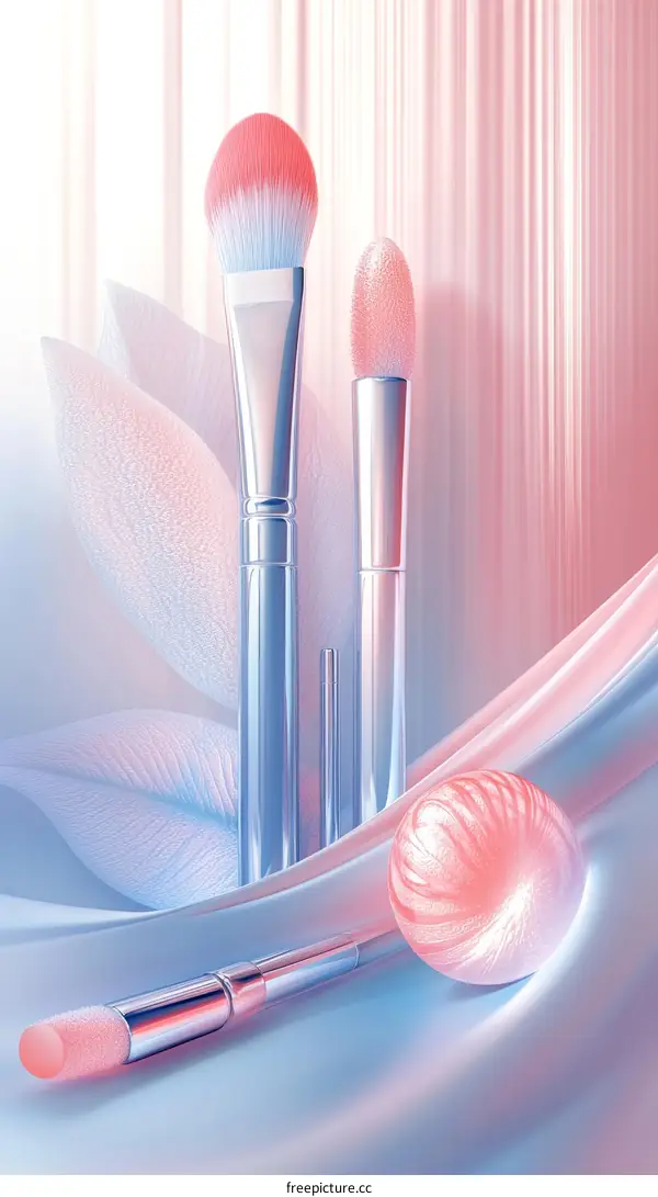 Elegant Makeup Brushes and Aesthetic Decorative Elements