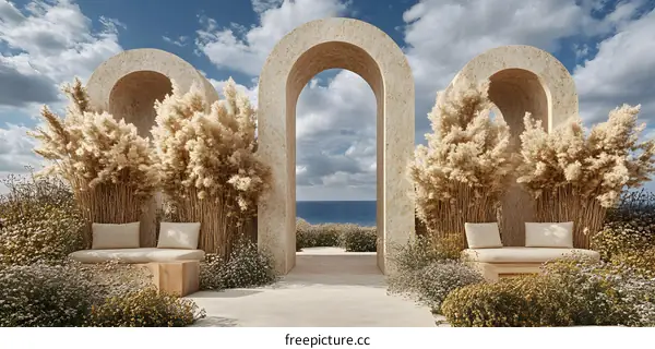 Stone Archway Landscape With Ocean View