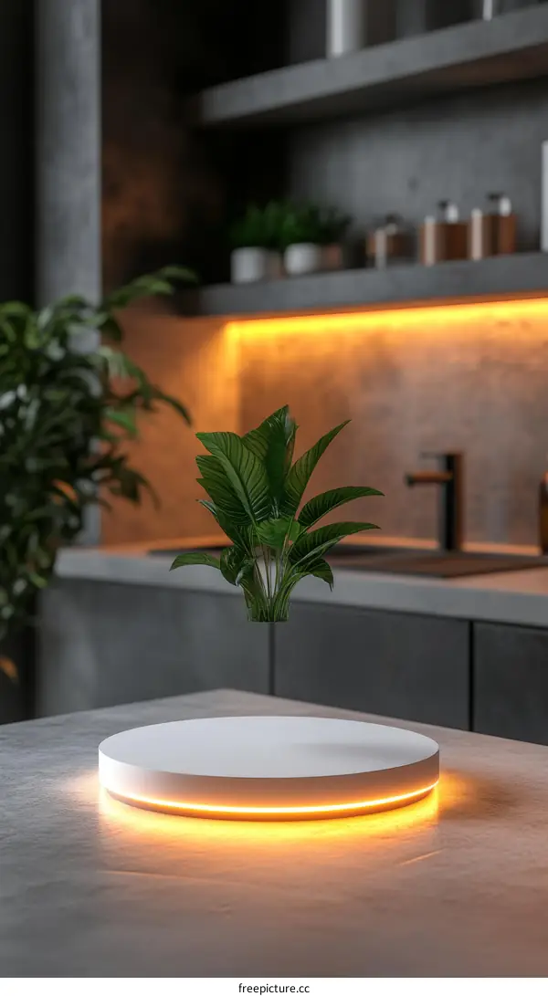 Modern Minimalist Empty Product Display Stand in Kitchen Style