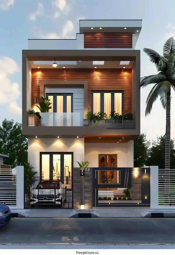 A Modern House with Palm Trees