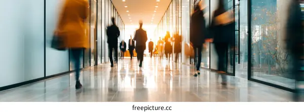 Busy Business Corridor at Sunrise