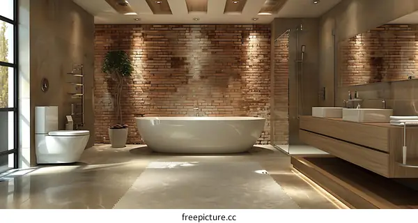 Bathroom With Brick Wall