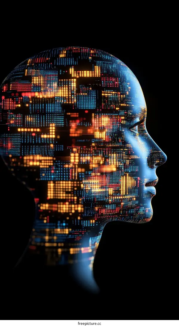 Digital Human Head Illustrating Artificial Intelligence