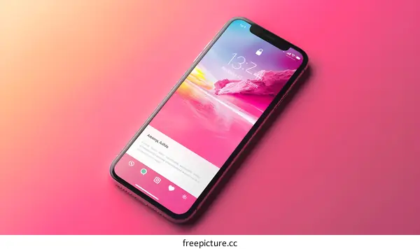 Pink Smartphone on Pink Background
