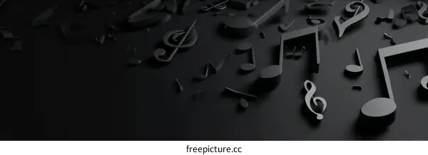 3D Music Notes Background Design