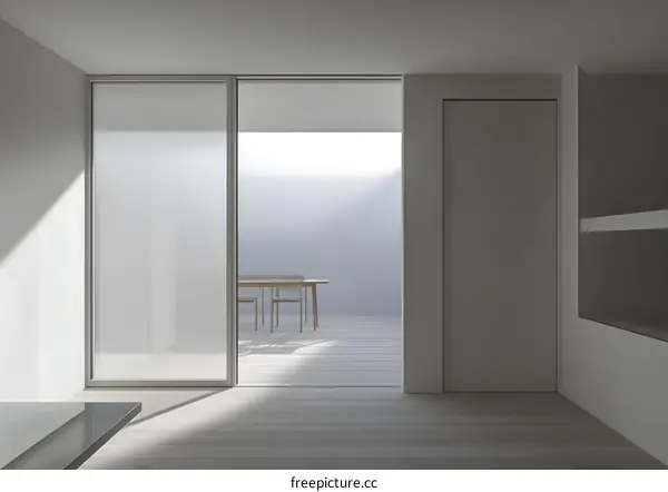 Minimalist Interior Design with Sliding Doors and Patio View