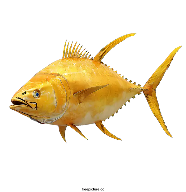 [Transparent Background PNG]Golden Tuna Fish on White Background