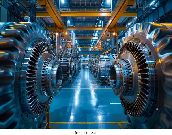 Large industrial machines in a factory