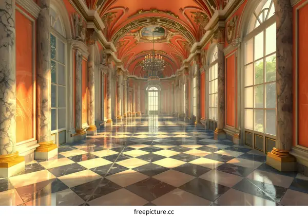 Grand Palace Corridor in Sunlight