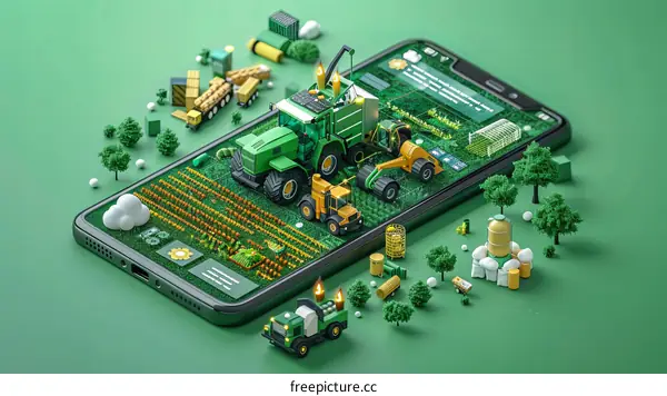 A farmer uses precision agriculture technology on his smart farm