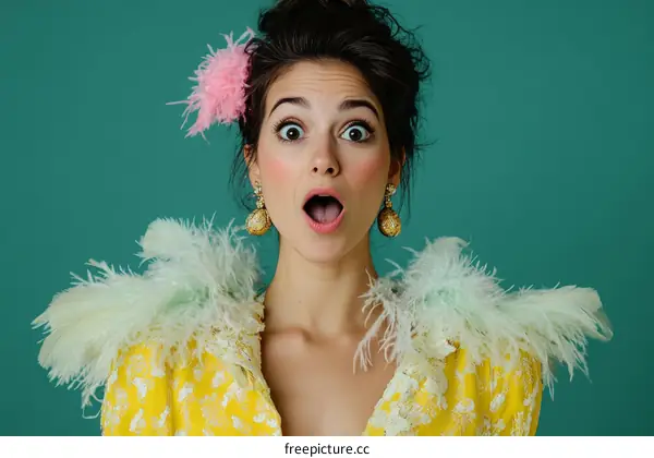 Surprised Woman in Yellow Fashionable Outfit