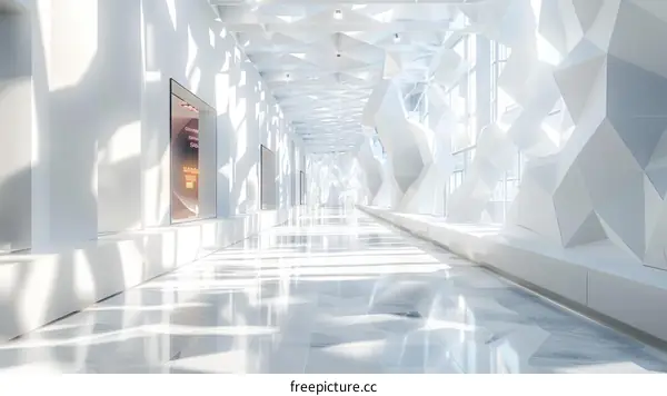 Modern Architecture with Geometric Shapes and White Walls