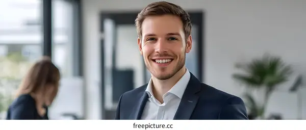 Smiling Businessman In Office, Portrait