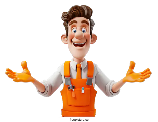 [Transparent Background PNG]3d cartoon character repairman