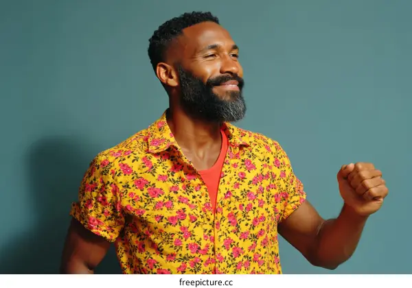 Happy Man in a Floral Shirt Portrait