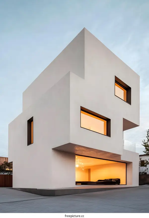 Modern Minimalist Concrete House with Large Windows
