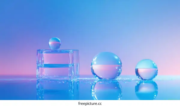 Abstract Glass Sphere Composition with Gradient Background