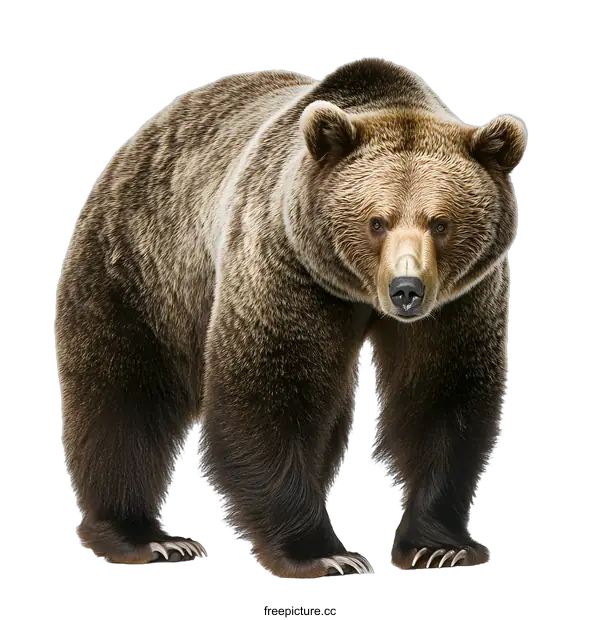 [Transparent Background PNG]Brown Bear Standing on White Background