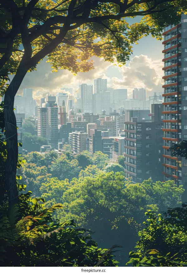 Urban Landscape with Lush Greenery