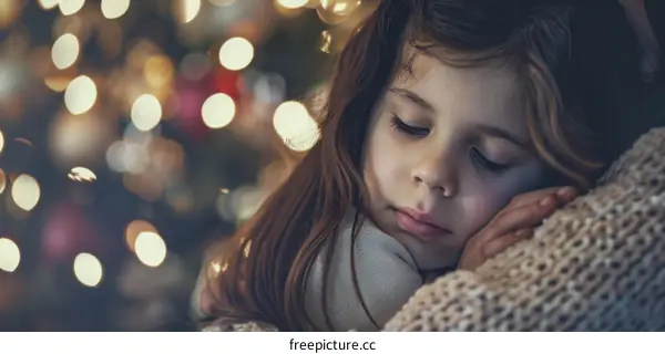 Little girl sleeping on her mother's shoulder