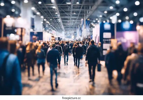 Large Crowds at a Trade Show Exposition Hall