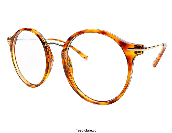 [Transparent Background PNG]brown plastic glasses frame with golden hinges