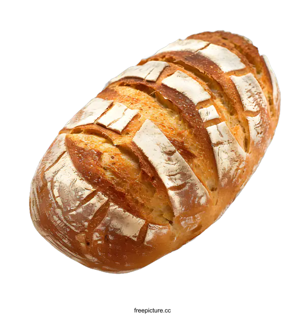 [Transparent Background PNG]Freshly Baked Crusty Loaf of Bread Isolated on White Background