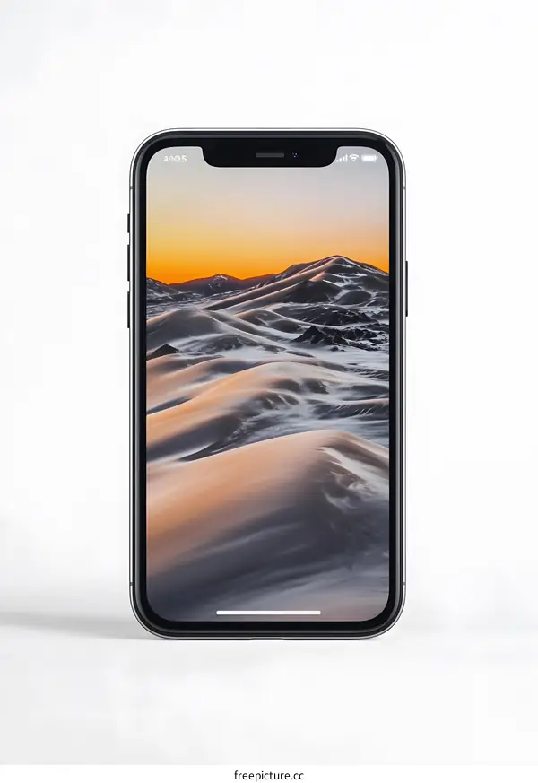 Phone with Sunset Landscape Wallpaper