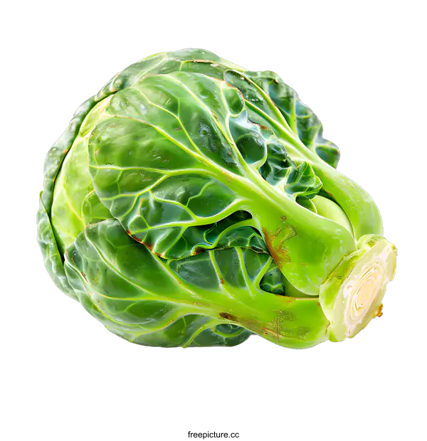 [Transparent Background PNG]Fresh Green Brussels Sprout Isolated On White Background