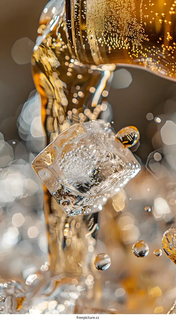 Close Up Of Ice Cube In Water