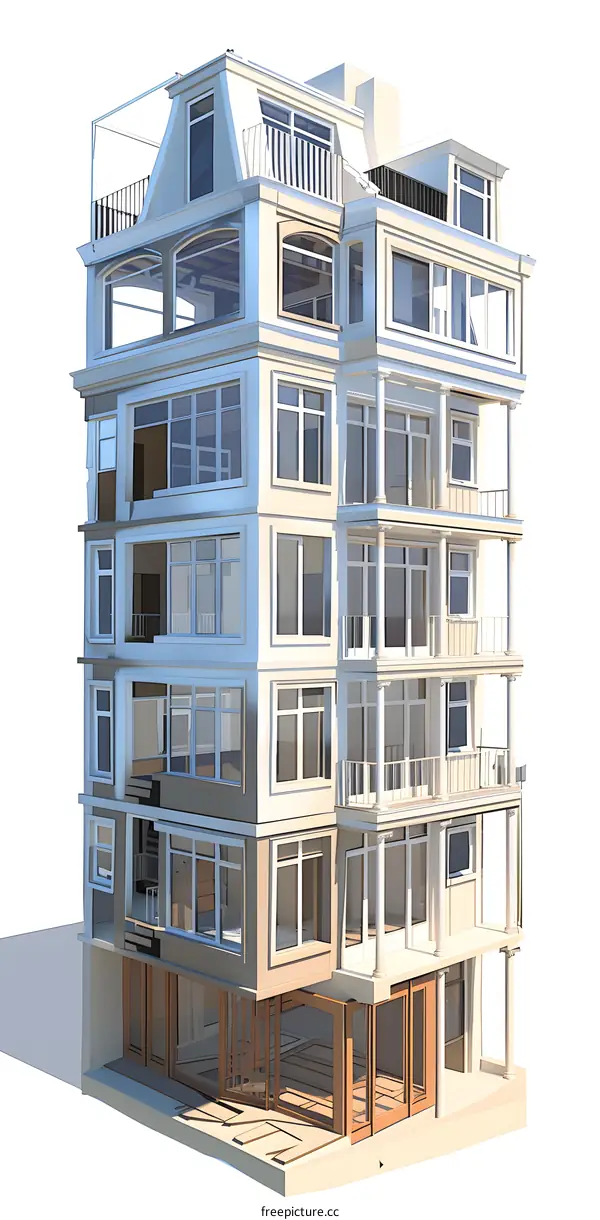 Modern House Cross Section Architecture Building Design Illustration